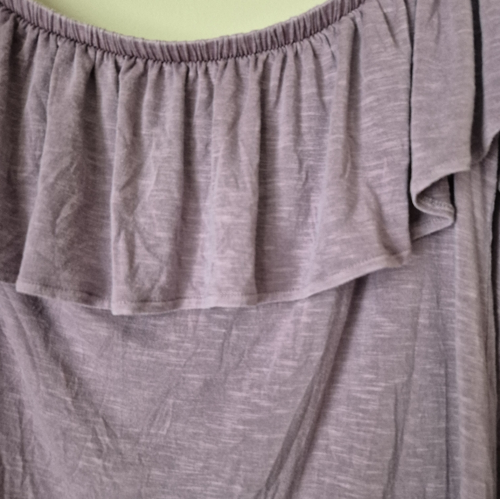 American Eagle Lavender Off-Shoulder Ruffle Top - Picture 2 of 5